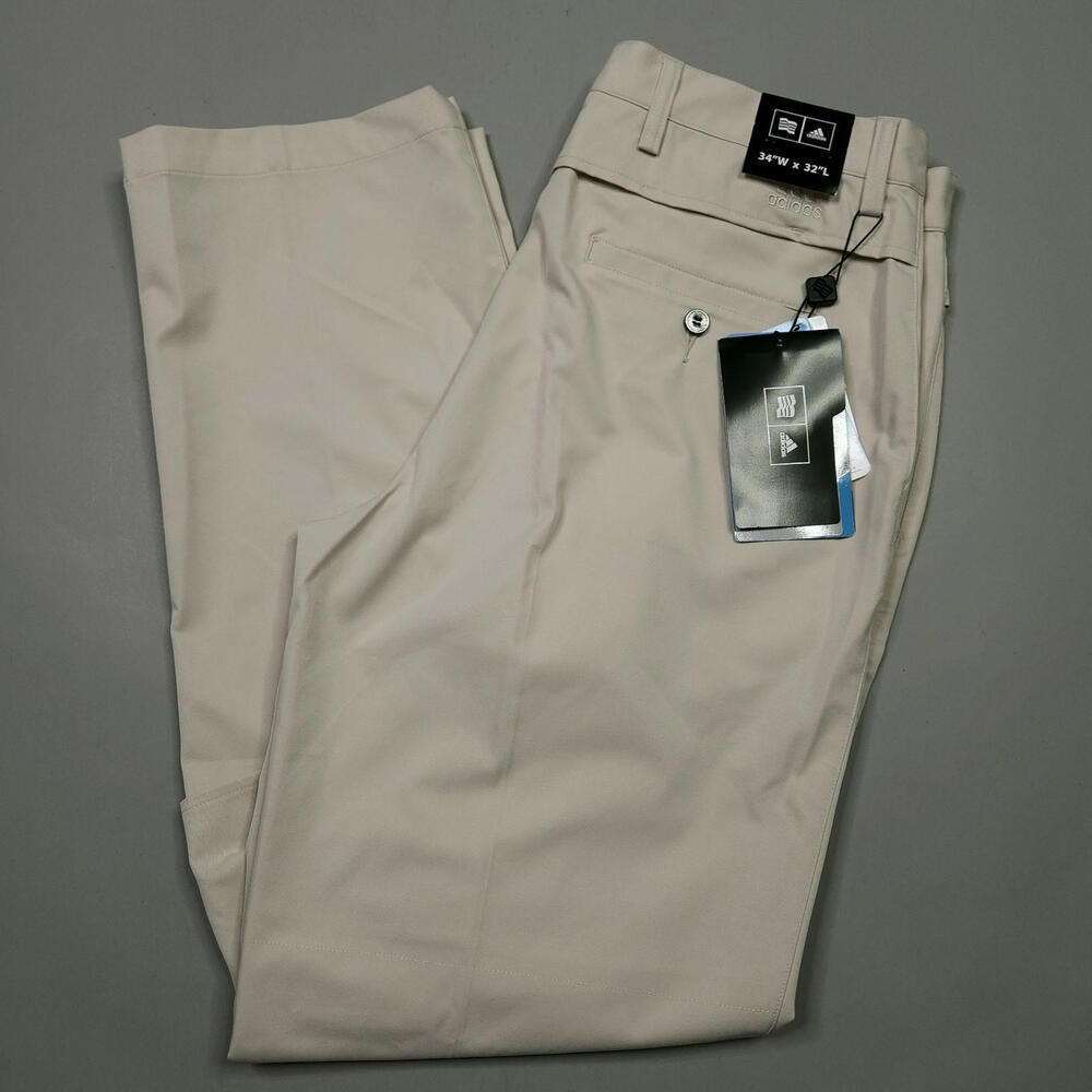New Adidas Mens Clima Cool Pant Beige Stretch Vented Golf Chinos 34x32